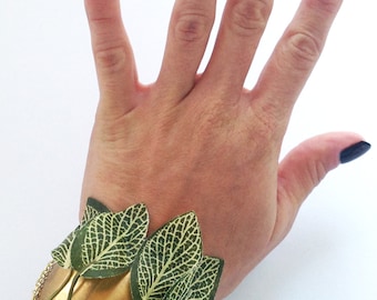Handmade Leaf Bracelet, Nature Bracelet, African Bracelet, Tribal Bracelet, Garden Jewelry, Forest Jewelry, Woodland bracelet Art, Tropical
