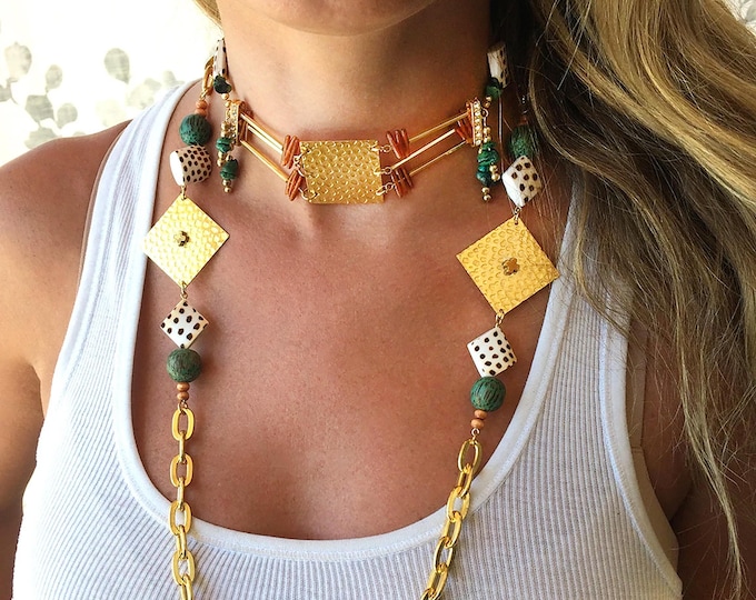 Featured listing image: Handmade Tribal Necklace, Unique Shell Jewelry, Beautiful Statement Necklace, African Beaded Necklace, One of a Kind Necklace, As seen in