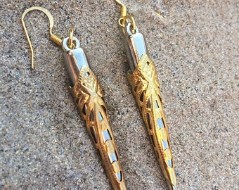Handmade Tribal Earrings, Spike earrings, Boho, Medieval earrings, Sexy, Gold & Silver, Festival, ONE OF A KIND (Intricate Blade Earrings)