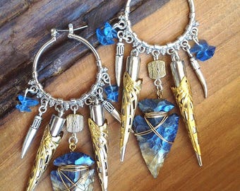 UNIQUE Native Tribe Earrings, Handmade Painted Arrowhead Earrings, Sharp Fierce Earrings, Modern Native American Earrings, Warrior Earrings