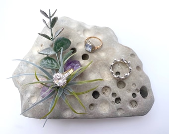 Handmade Rock Decor, Hag Stone, Healing Crystals, Air Plant decor, Rock Gift, Crystal Decor, Healing Rock, Quartz Decor, Chakra Decor, Witch