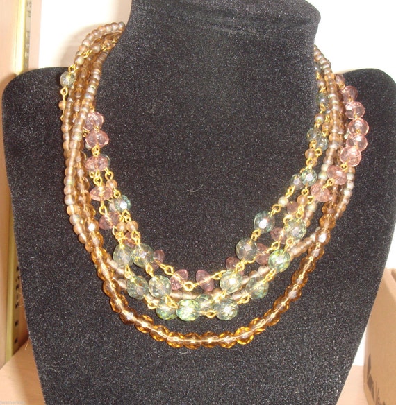 Vintage Liz Claiborne Multi-color Six Strand Bead… - image 2