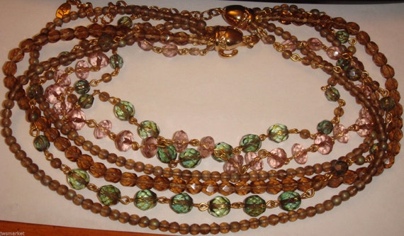 Vintage Liz Claiborne Multi-color Six Strand Bead… - image 3