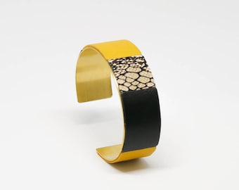 Handmade leather cuff bracelet GRAPHIC, stylish and colourfull
