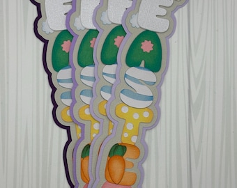 ALREADY MADE! Scrapbook “Easter” slimline title-bunny,spring, birdie theme~Pre-made paper piecing/inked, die cut multiple layers, layout