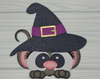 ALREADY MADE! Scrapbook embellishment WITCH Mouse, Halloween, scary, spooky theme~Pre-made die cut, paper piecing for scrapbook layout