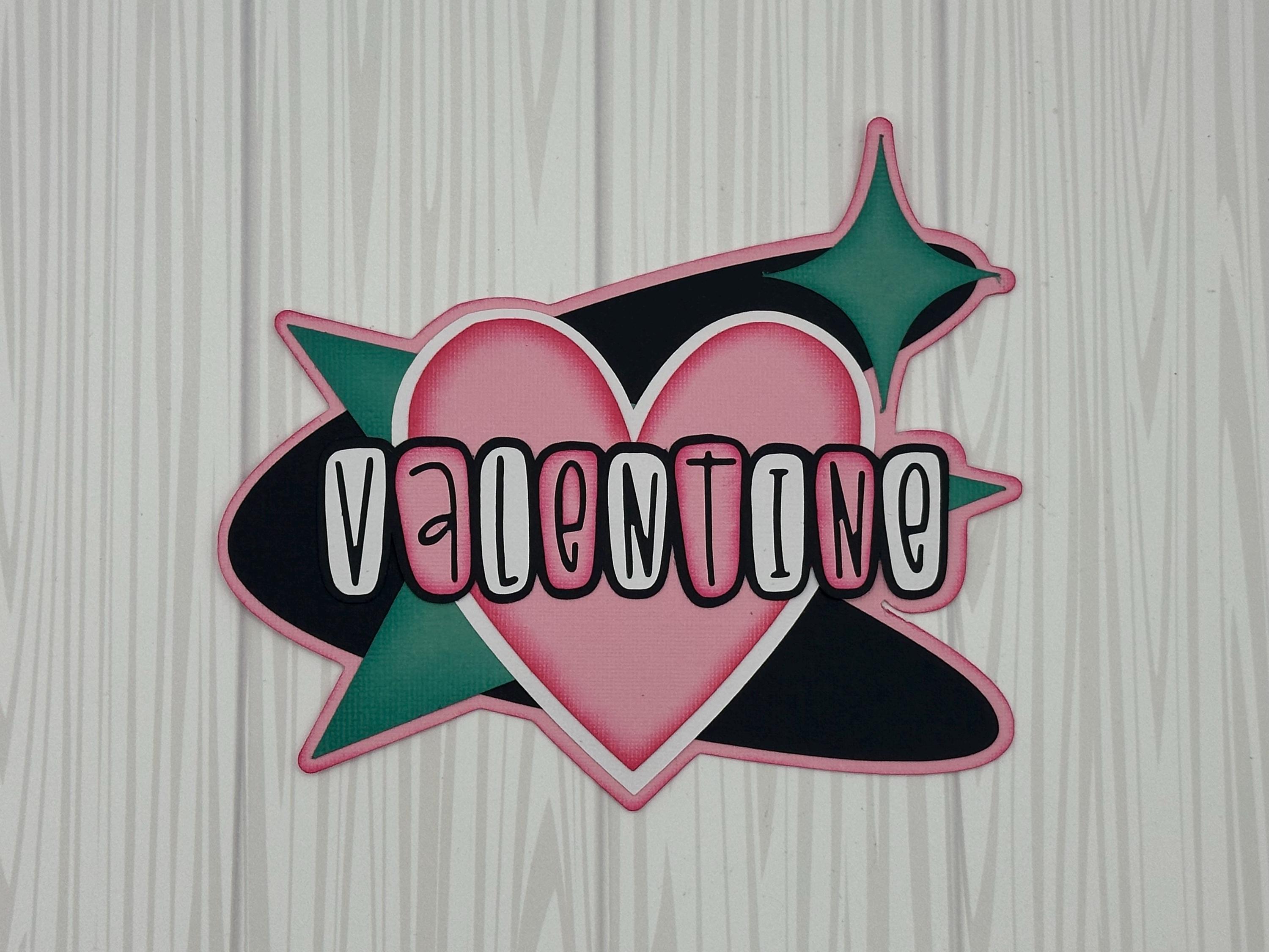 ALREADY MADE! READY to mail! Scrapbook Title embellishment Retro “Valentine” Love, heart theme~Pre-made paper piecing for scrapbook layout