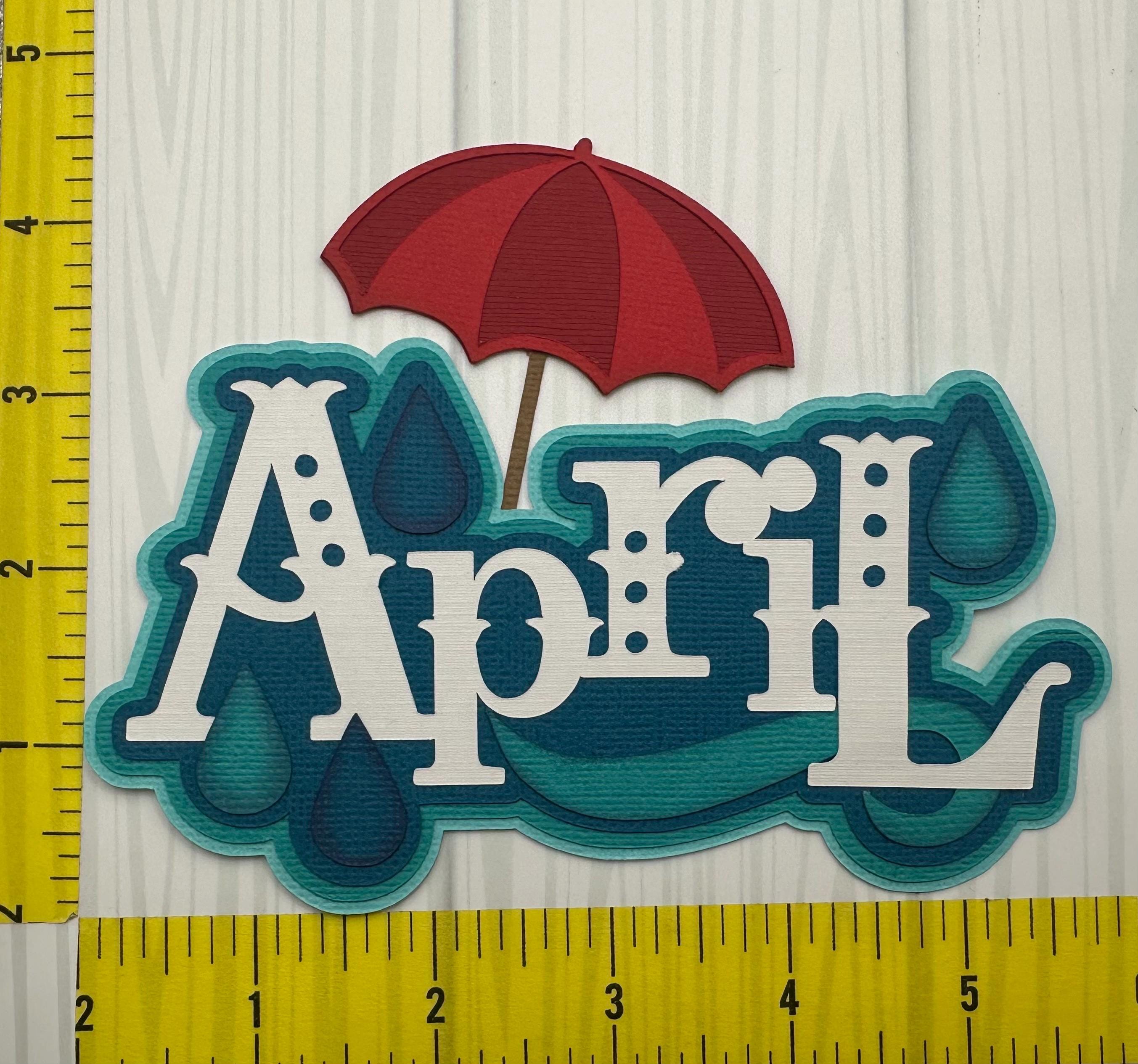 April, Rainy/rain/umbrella Scrapbook Title: Die Cut Flower ...