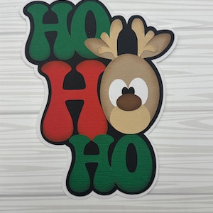 Scrapbook Title “Ho Ho Ho” reindeer, Christmas theme~embellishment~Pre-made paper piecing for scrapbook layout~already made!