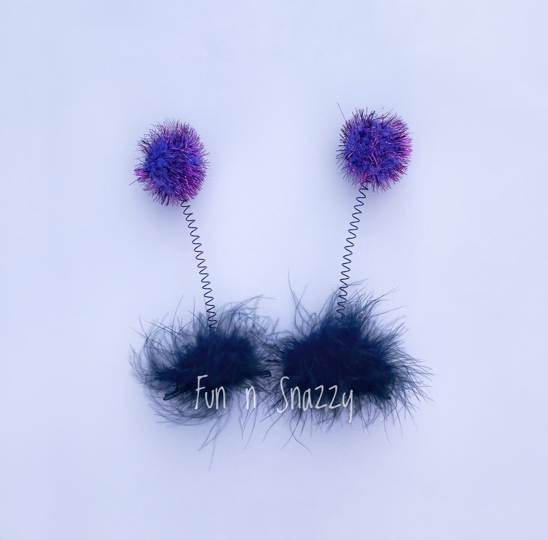Purple Antenna Hair Clips, Tall Antennas, Adult Antennas, Purple Black
