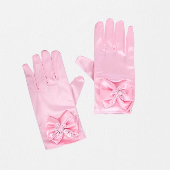 Pink Satin Gloves for Girls Princess Gloves Pink Formal Gloves