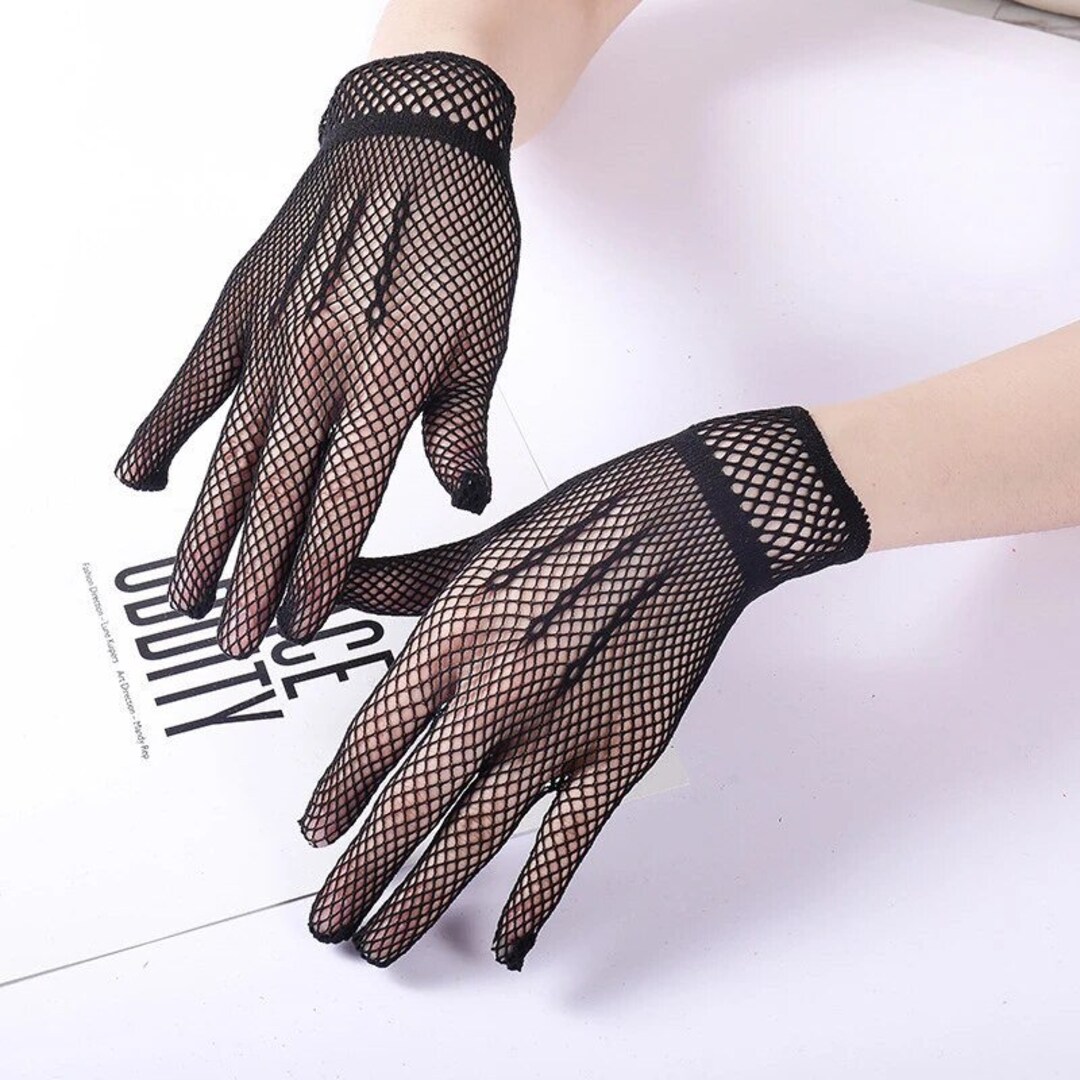 Adult Black Mesh Gloves Black Gloves Gothic Gloves Black Etsy