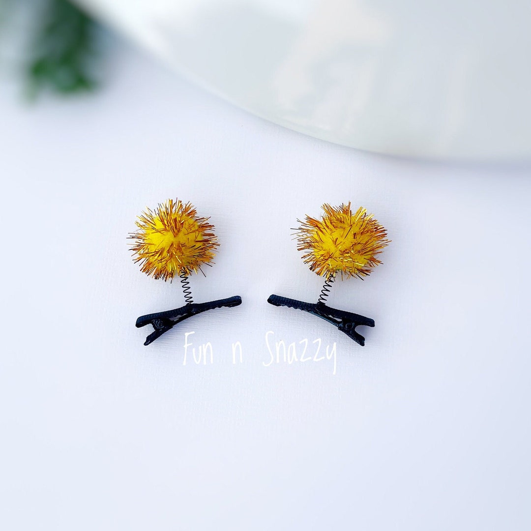 Yellow Black Antenna Hair Clips, Bumble Bee Antenna Clips, Bee Hair