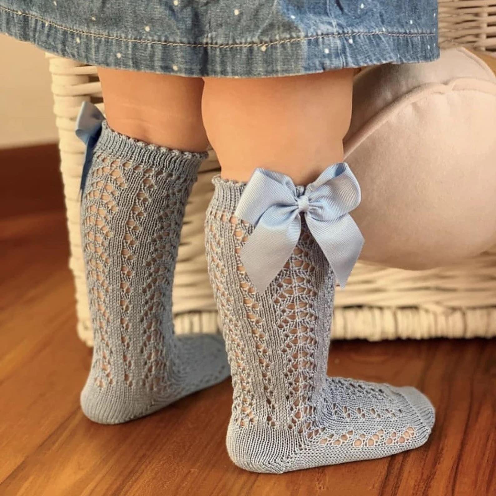 Gray Knee High Socks With Bows Knee High Socks Toddler Girls Etsy