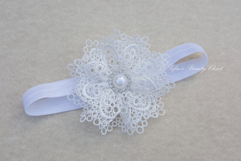 White Lace Flower Headband Lace Flower Headband White Flower Etsy