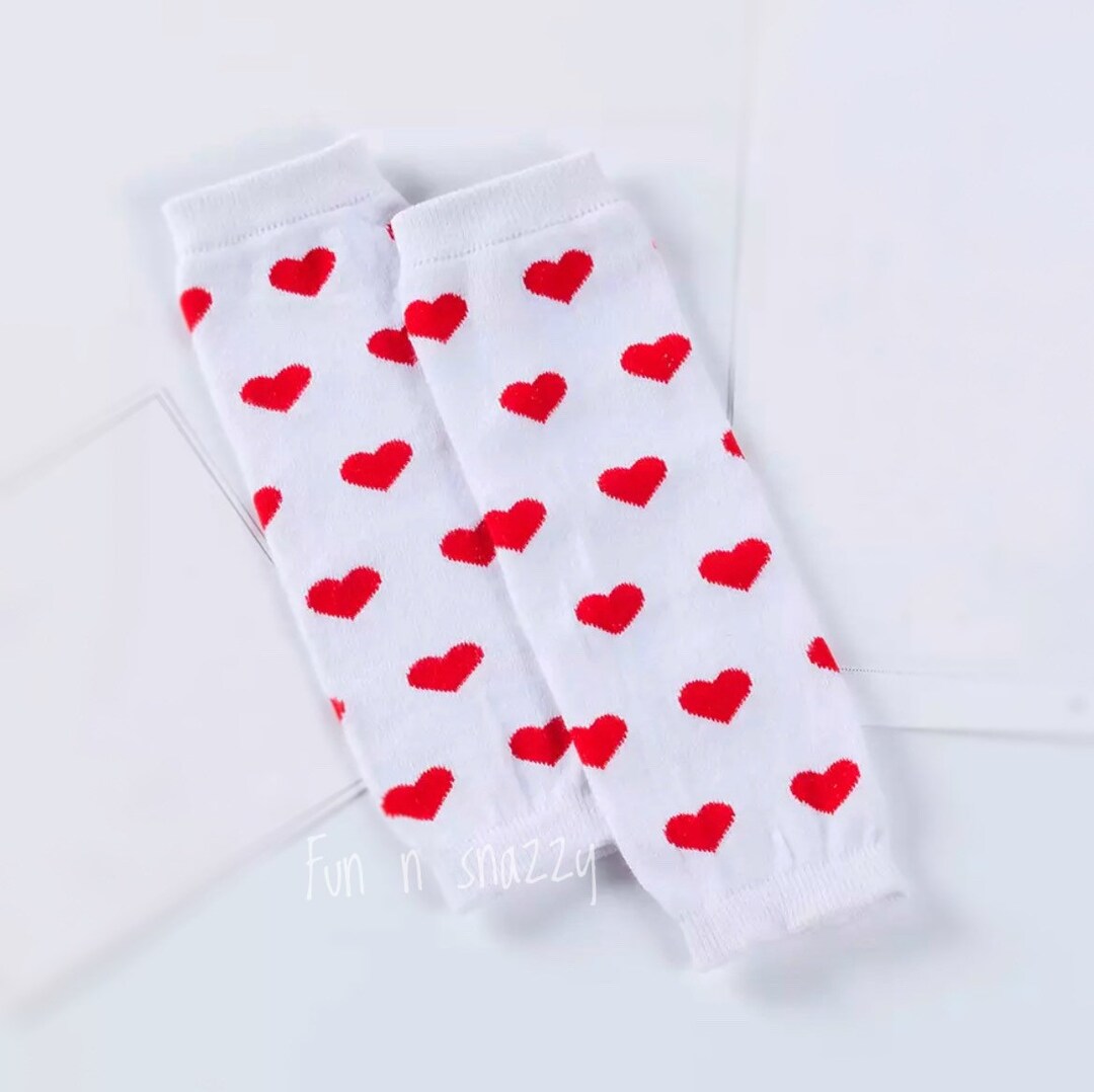 Valentines Day Leg Warmers With Red Hearts, Vday Leg Warmers, Baby