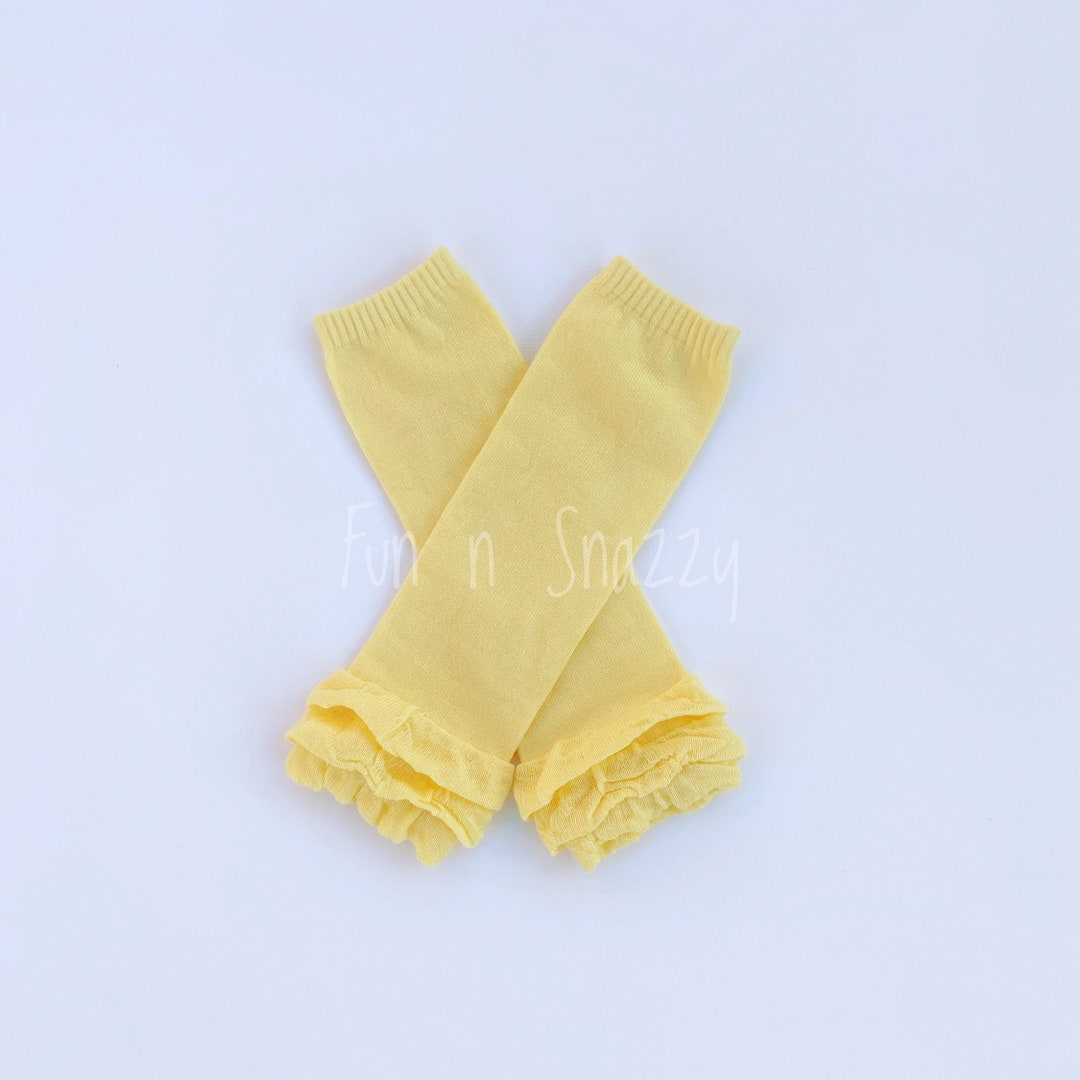 Soft Yellow Leg Warmers, Leg Warmers With Ruffles, Easter Leg Warmers