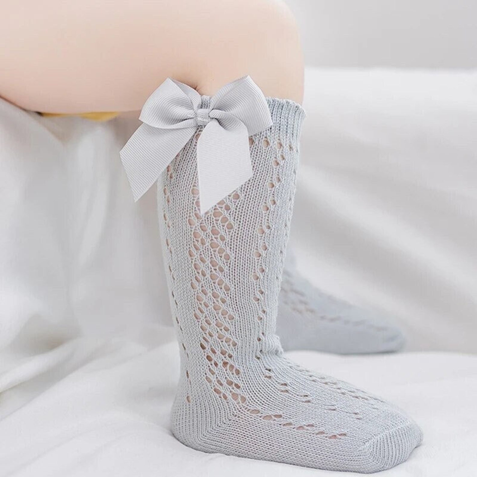Gray Knee High Socks With Bows Knee High Socks Toddler Girls - Etsy