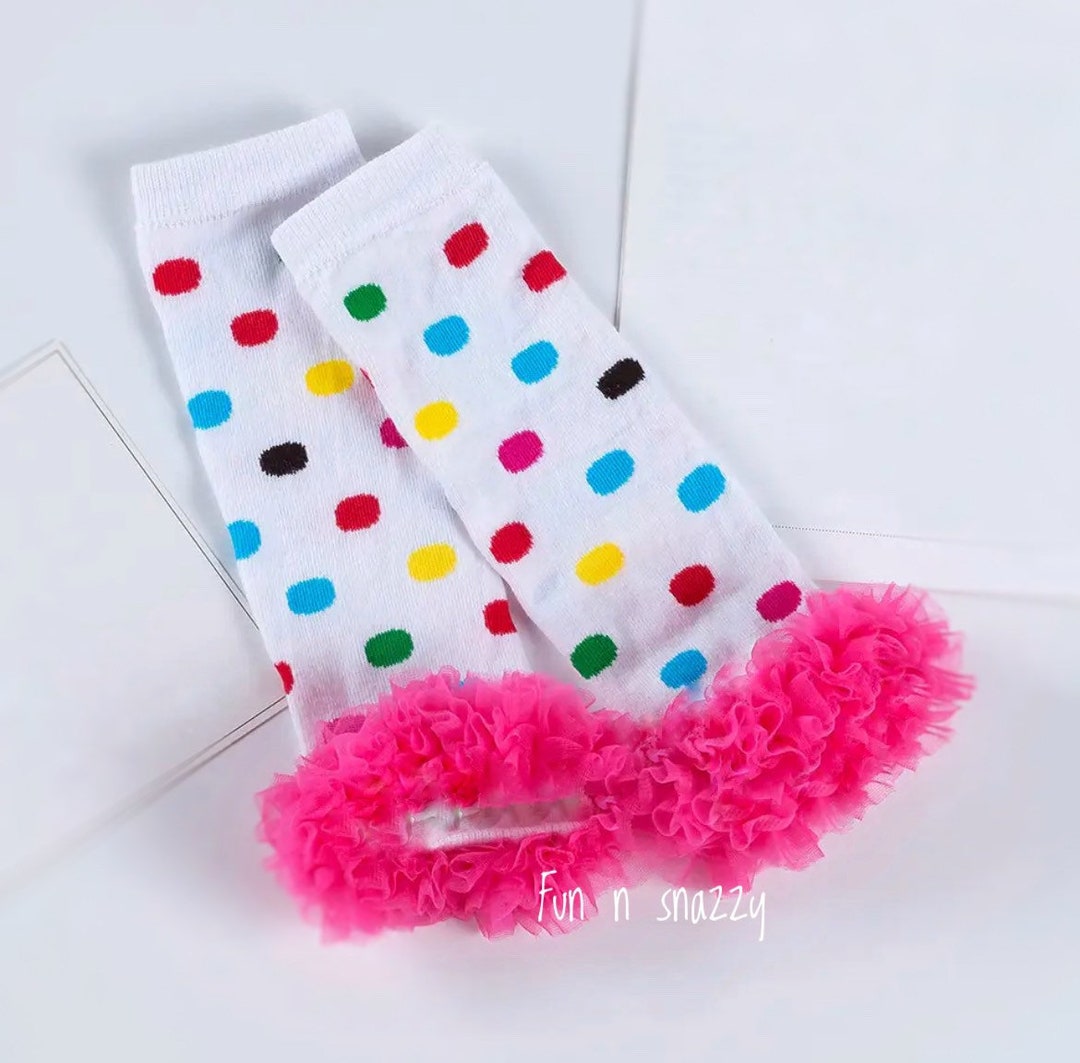 Colorful Polka Dot Leg Warmers With Hot Pink Ruffles Baby Leg Etsy