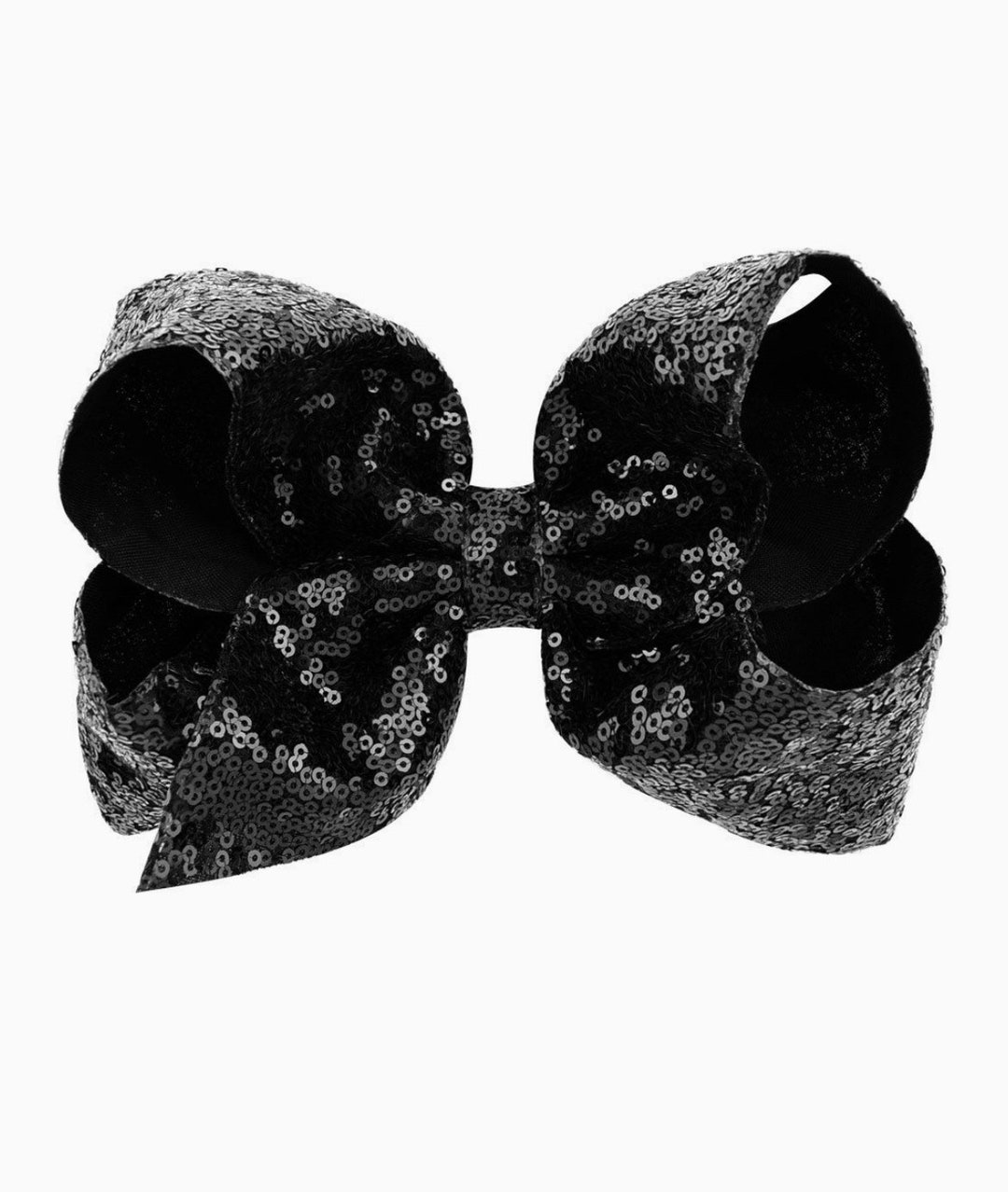 Big Black Sequin Hair Bow Oversized Black Bow Large Black Etsy