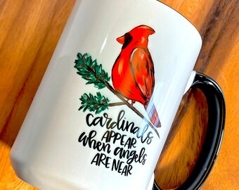 15oz Red Cardinal Christmas Latte Coffee Tea Cocoa Ceramic Mug