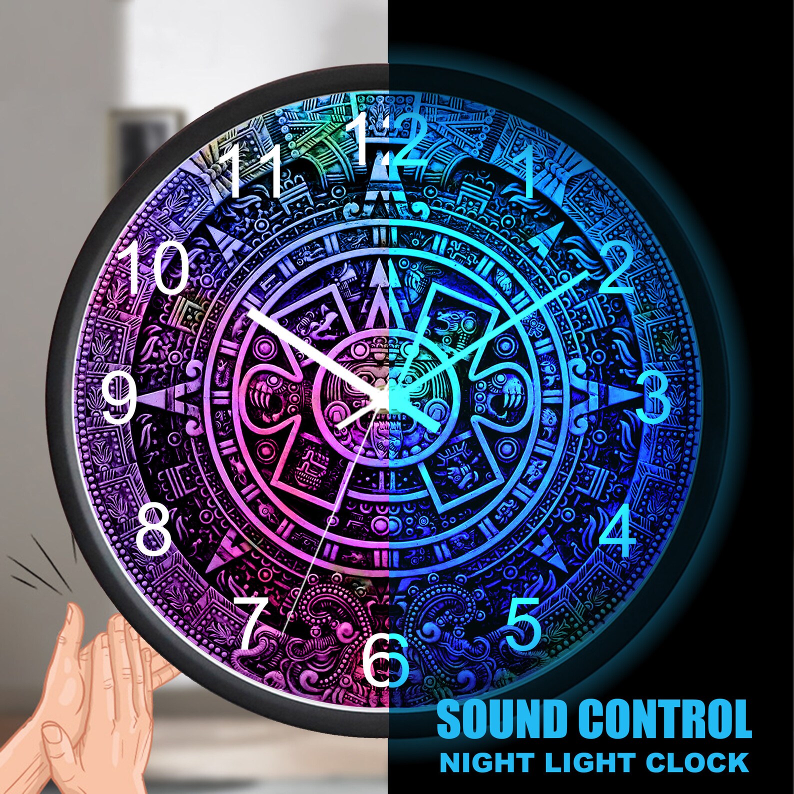 Automatic Aztec Calendar Wall Clockmayan Calendar Etsy