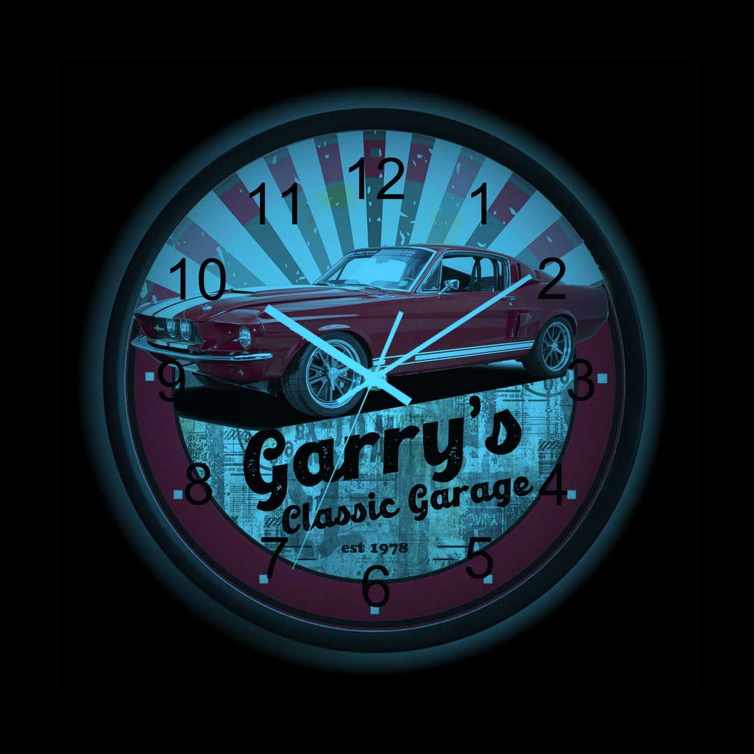 Classic Garage Wall Clock,custom Your Name Garage Clock,retro Car Clock