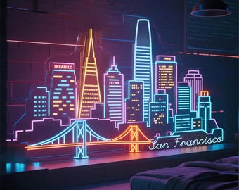 Custom City Skyline Neon Sign: NYC, San Francisco, Chicago Cityscape
