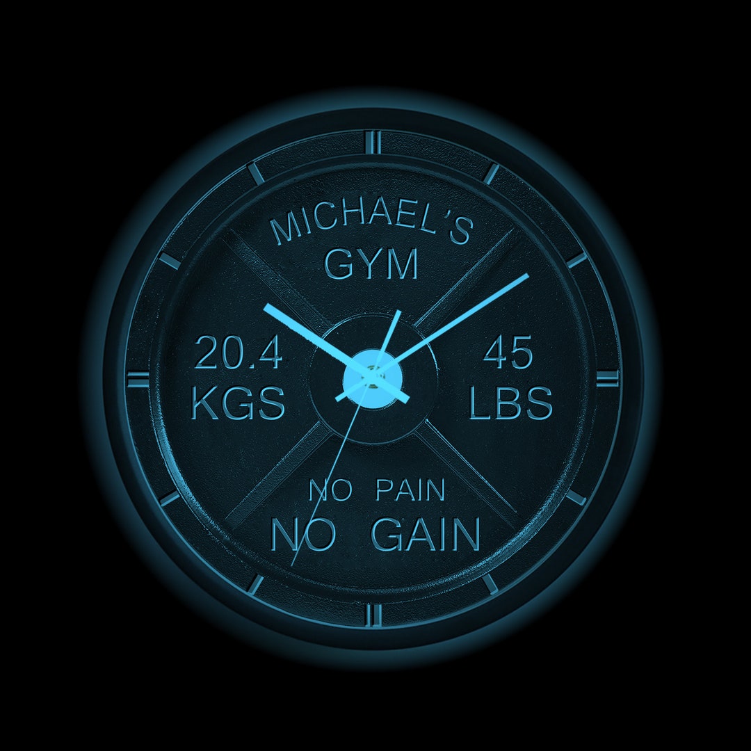 Custom Your Name Home Gym Clock,barbell Clock for Workroom,weight Plate Fitness Logo Clock
