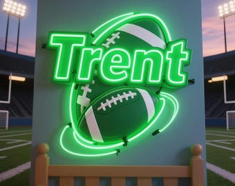 Custom Rugby Name Neon Sign: Football LED Light, Kids Room Decor