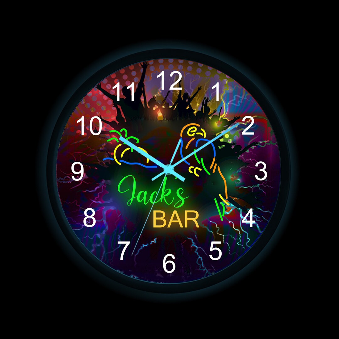 Custom Your Name Home Bar Clock,tiki Bar Clock,cocktail Bar Clock,palm