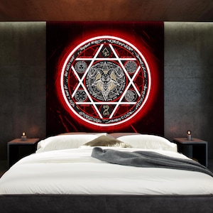 custom Satan goat neon sign,Baphomet goat led sign,horror monster light up sign,devil neon sign,pentagram neon sign,satanic evil neon sign