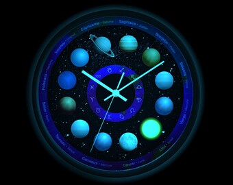 sound control solar system constellation wall clock,galaxy kids clock,silent planet clock,outer space decor for kids room,space theme gift