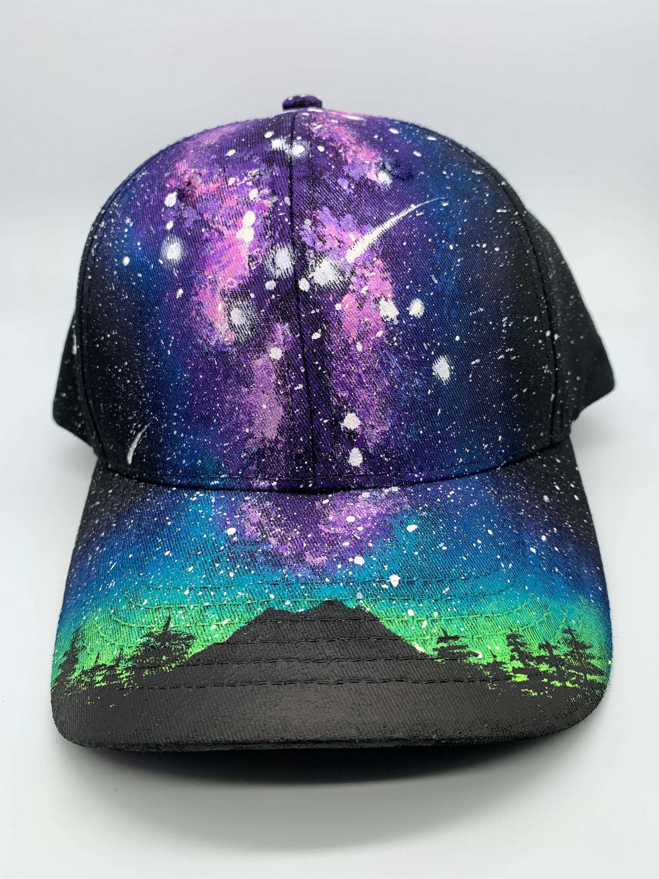 Northern Lights Hat Aurora Borealis Milky Way Mountains Etsy