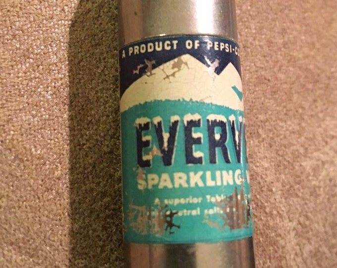 PEPSI-COLA EVERVESS Sparkling Water  Cigarette Lighter by Kem, Mini Metal 1940s Soda Advertising Bottle