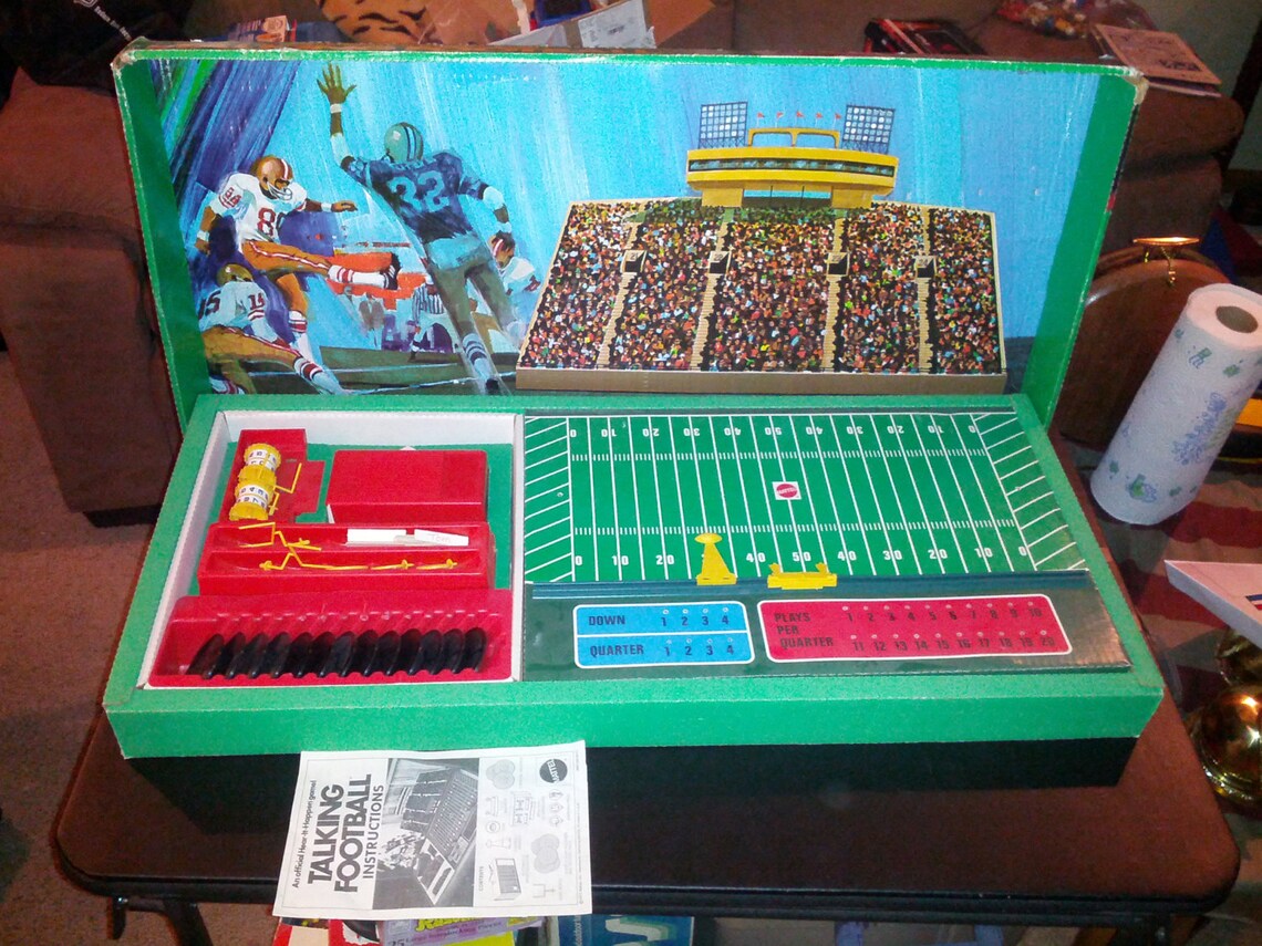 Vintage 1970s Mattel TALKING FOOTBALL Board Game 1972 Toy Etsy