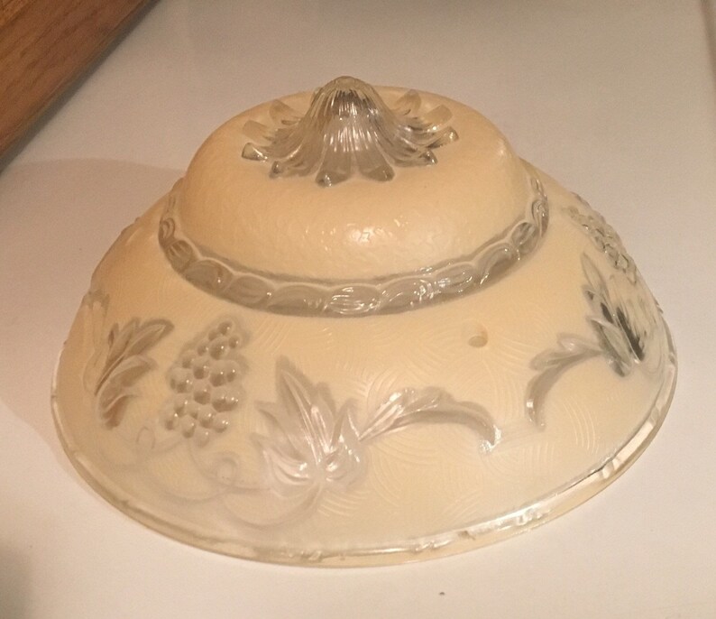 Vintage ETCHED GLASS Retro Ceiling Light Cover Glass Dome Etsy