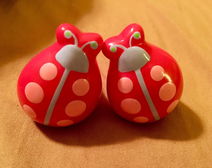 PINK LADYBUG Drawer Pulls - Set of 2, Lady Bug Bedroom Decor in Dark Pink, Light Pink & Lavendar Colors, Little Girl Bedroom