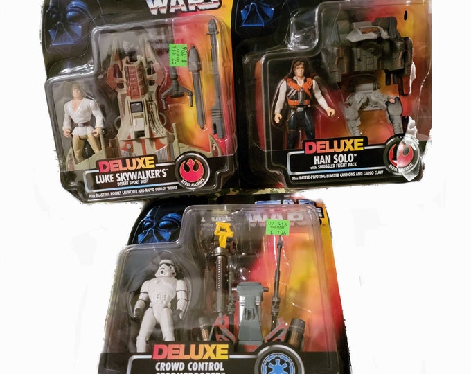 Vintage Star Wars, Power of The Force Deluxe Action Figures - Your Choice- Mix and Match - NIB by Kenner. Luke, Han, and Stormtrooper!