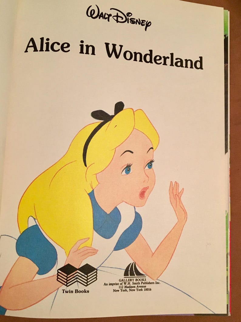 Alice In Wonderland Walt Disney 1986 Childrens Book By Etsy