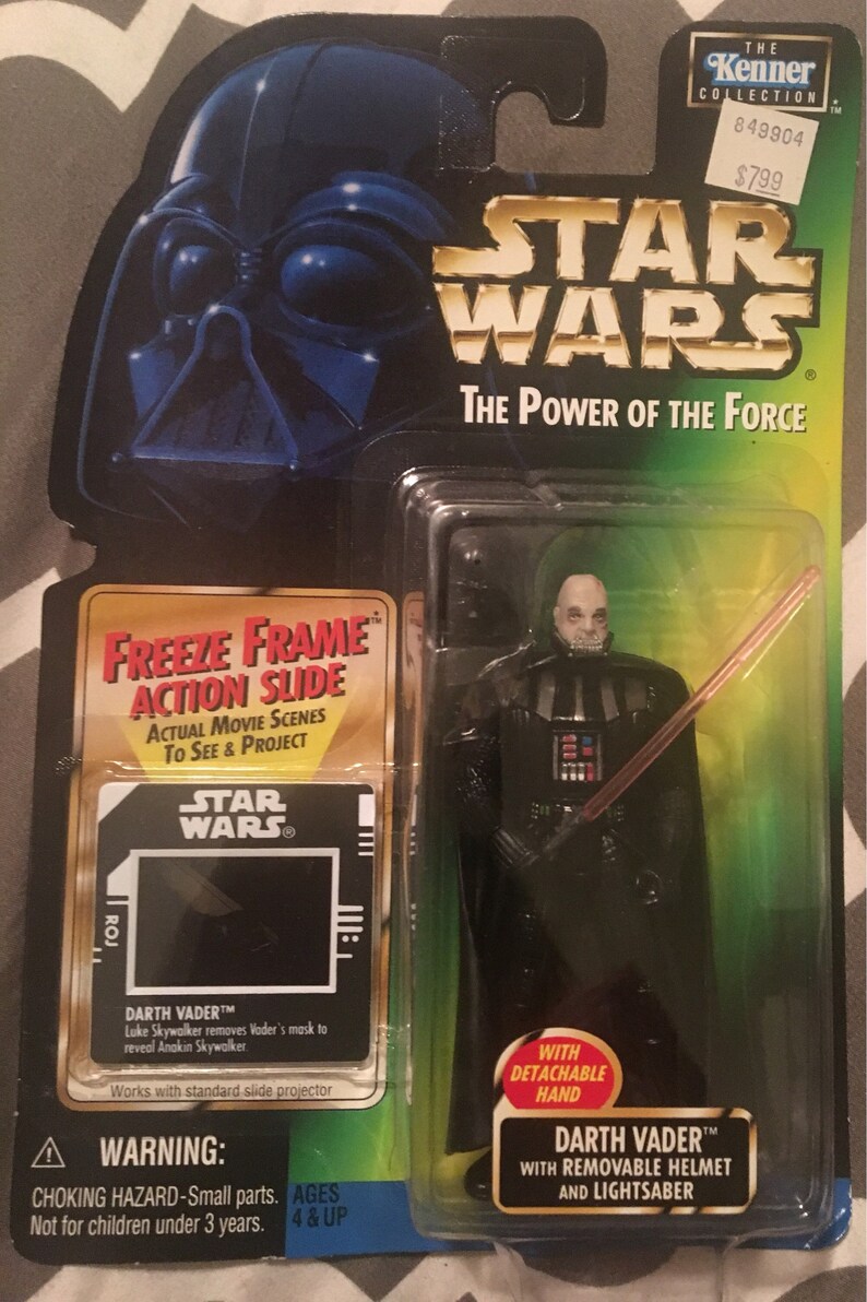 Vintage Star Wars Figure wFreeze Frame Action Slide Star Wars The Power of the Force DARTH VADER 3 34 Action Figure NIP