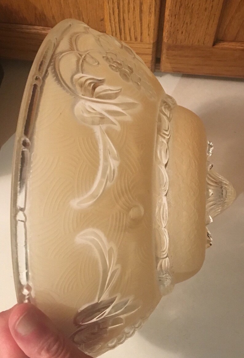 Vintage ETCHED GLASS Retro Ceiling Light Cover Glass Dome Etsy