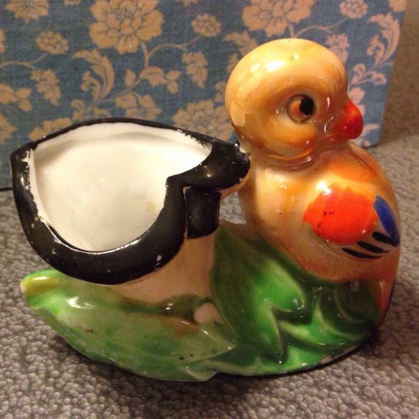 VINTAGE Vase/Mini Figurine - Baby Chick Duck Bird Vase Figurine, Carnival Glass Figure, Unique Mini Vase, Made in JAPAN Easter Decor