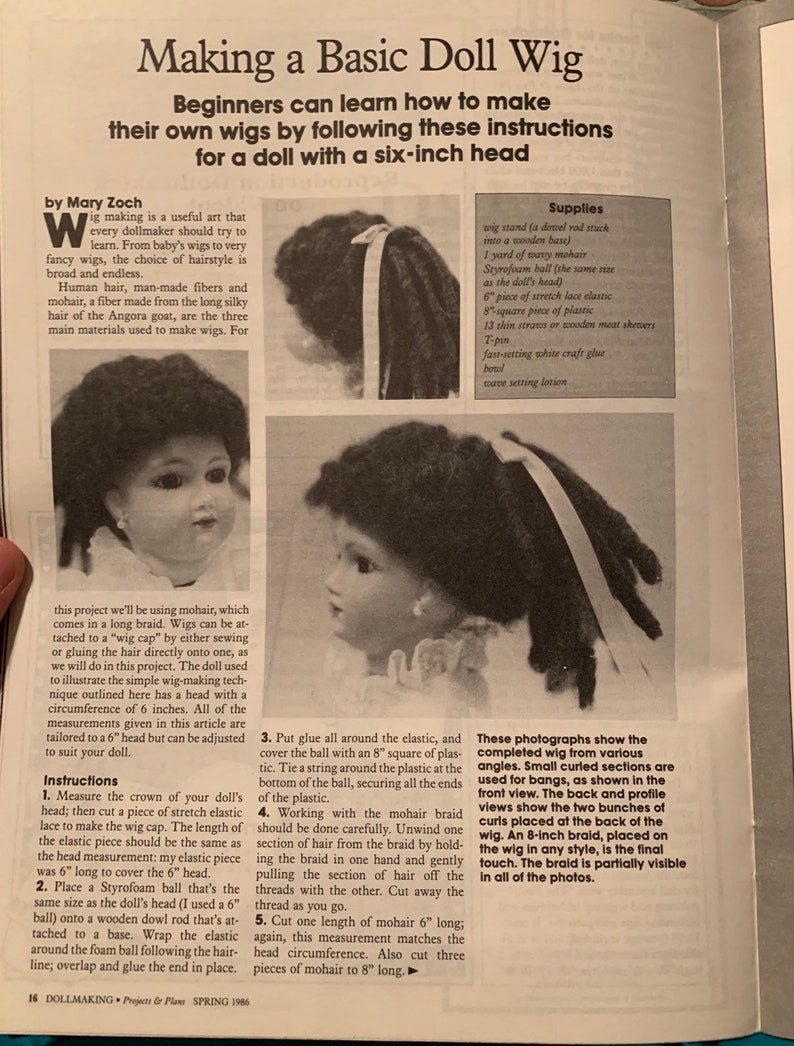 1 Spring 1986 includes Vintage Doll Ads and Pics Free Shipping! Vol 2 No DOLL MAKING Project /& Plans Magazine