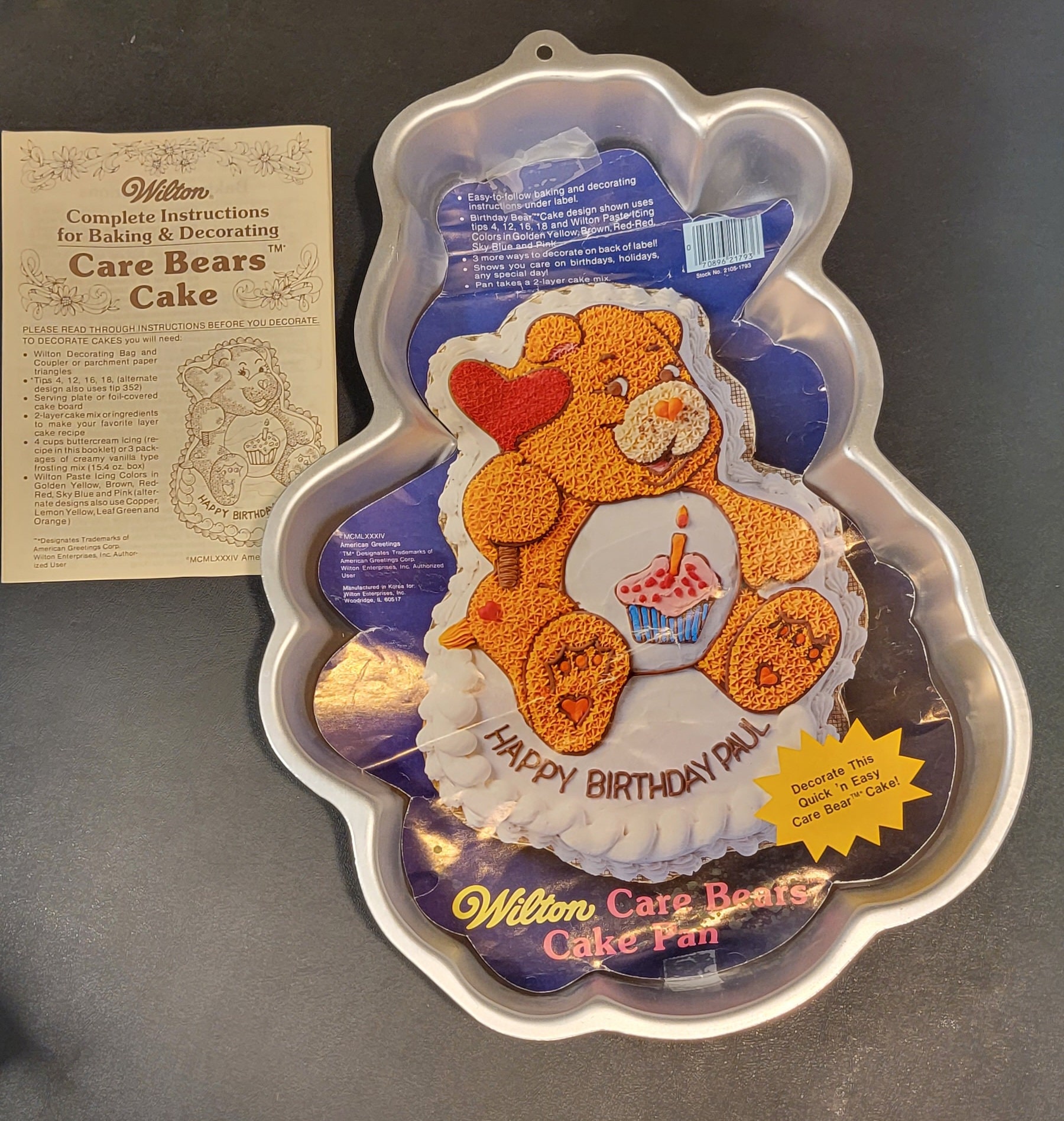 Vintage1985 Care Bear Cake Pan by Wilton W/ Original Packaging. 1980s  Cartoon Cake Pan/jello Mold. New, Unused, Vintage Condition. 