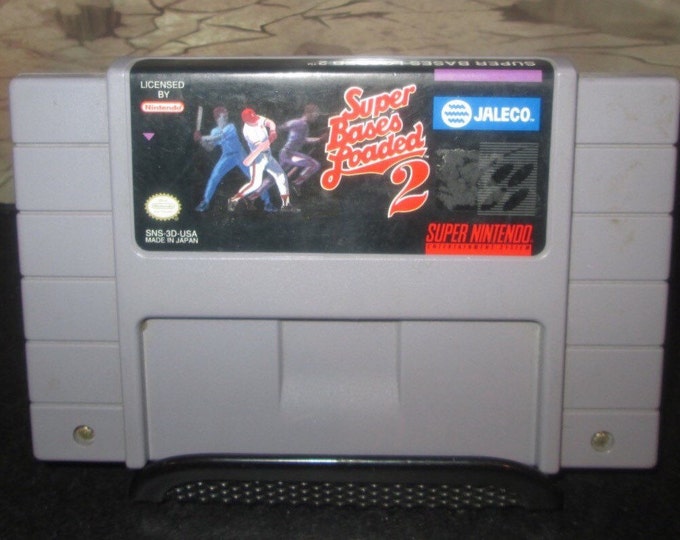 Vintage, Super Nintendo Video Game, Super Bases Loaded 2, Classic Baseball Sports Game Cartridge