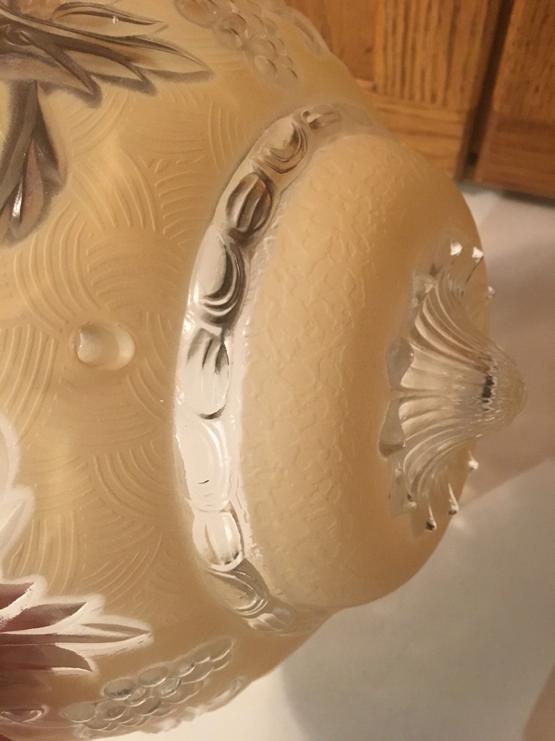 Vintage ETCHED GLASS Retro Ceiling Light Cover Glass Dome Etsy