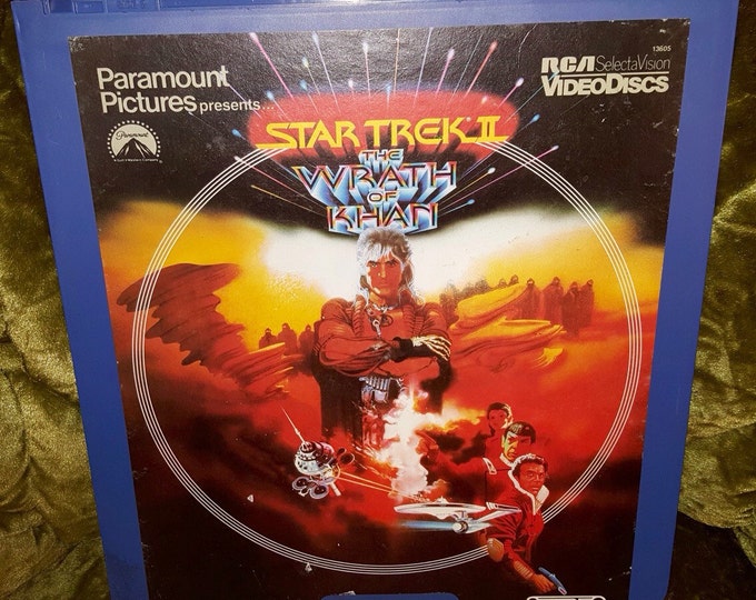 Vintage STAR TREK - The Wrath of Khan- Laserdisc, Movie Video Disc Cover Art & Theater Home Decor, Sci-Fi Lazer Disc