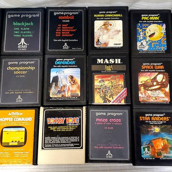 Atari Video Games, 1970s, Electronic Computer Game Cartridges. Your choice, Mix and Match or Get Them All! Pac Man, Donkey Kong, and more!