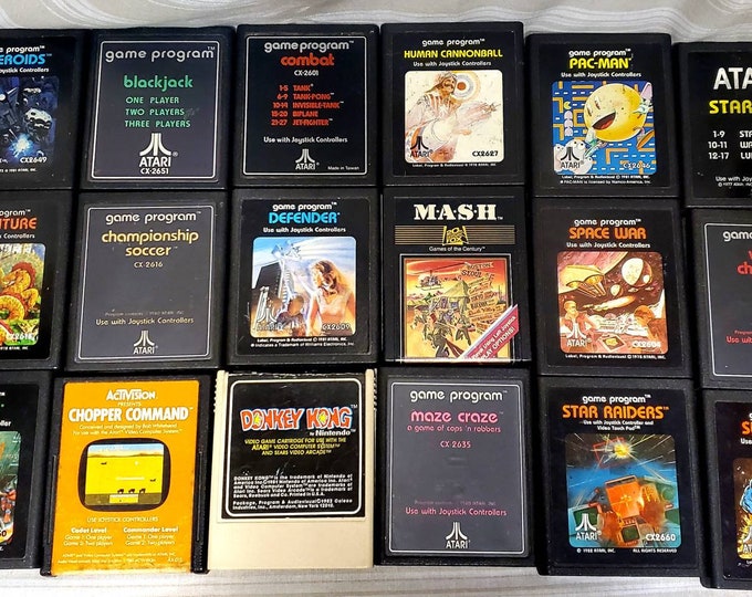 Atari Video Games, 1970s, Electronic Computer Game Cartridges. Your choice, Mix and Match or Get Them All! Pac Man, Donkey Kong, and more!